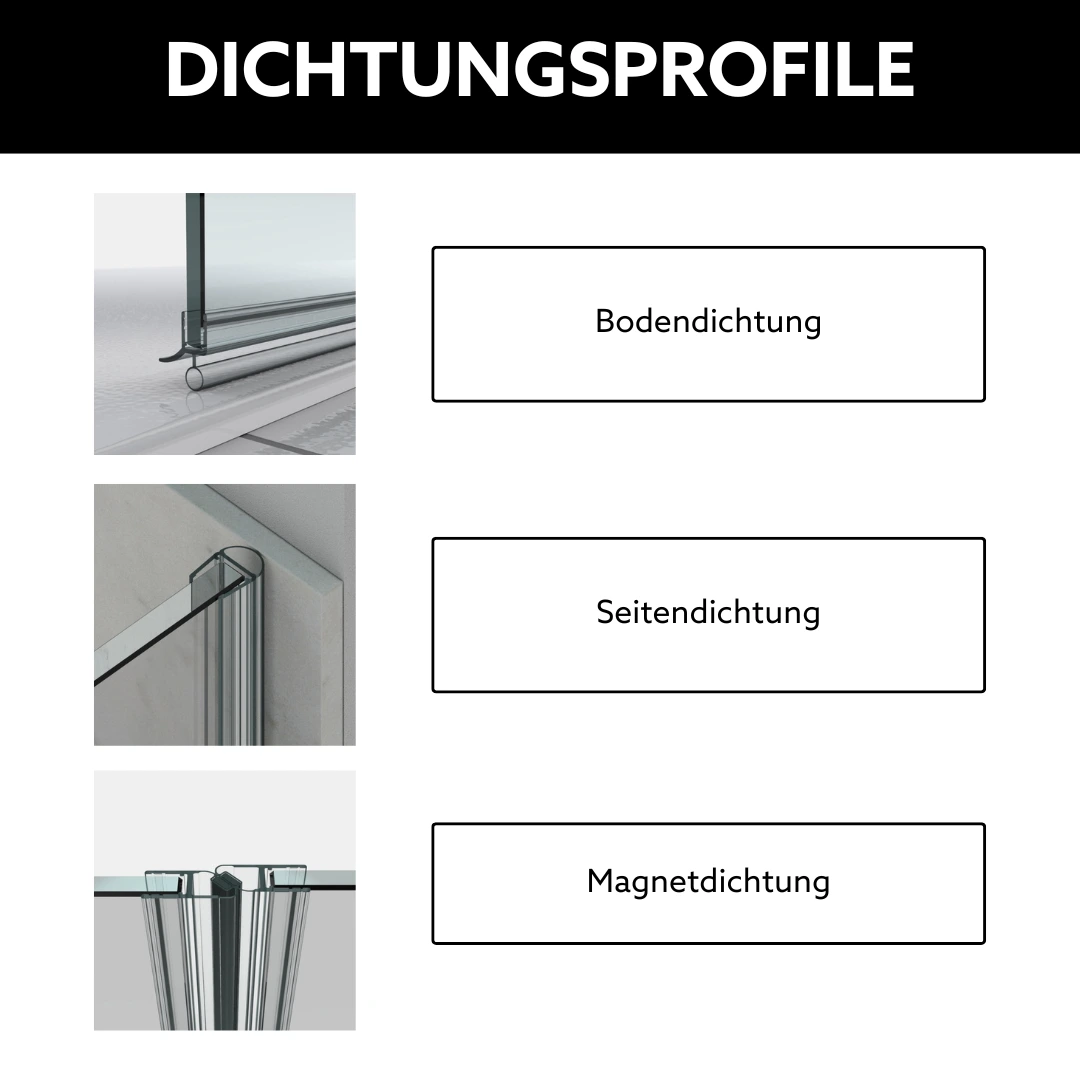 Dichtungsprofile Duschtür mit Festteil