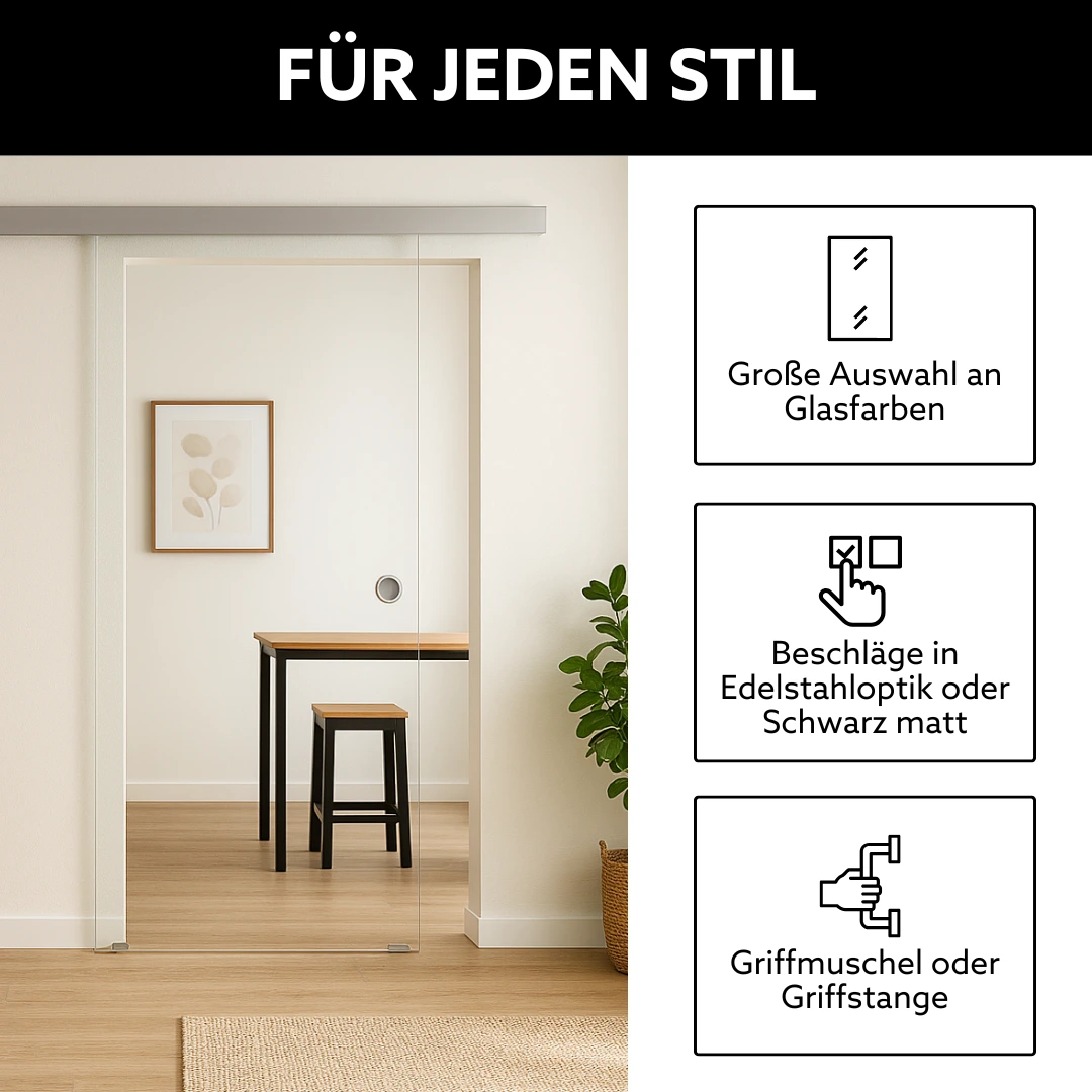 Glasschiebetür nach Maß Konfiguration