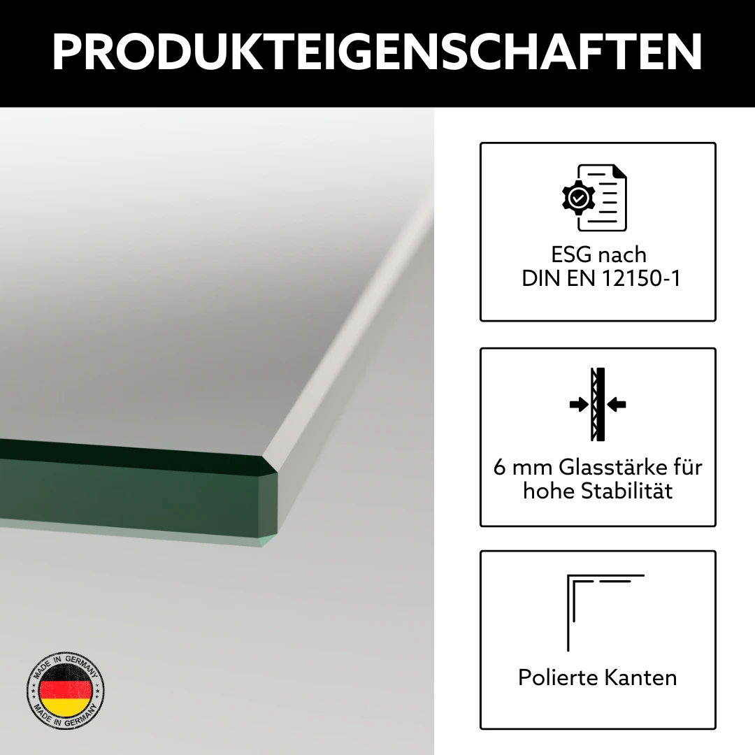 Funkenschutzplatte nach Maß Glaseigenschaften