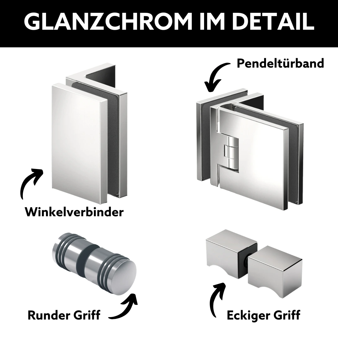 Verchromte Beschläge Duschkabine in U-Form