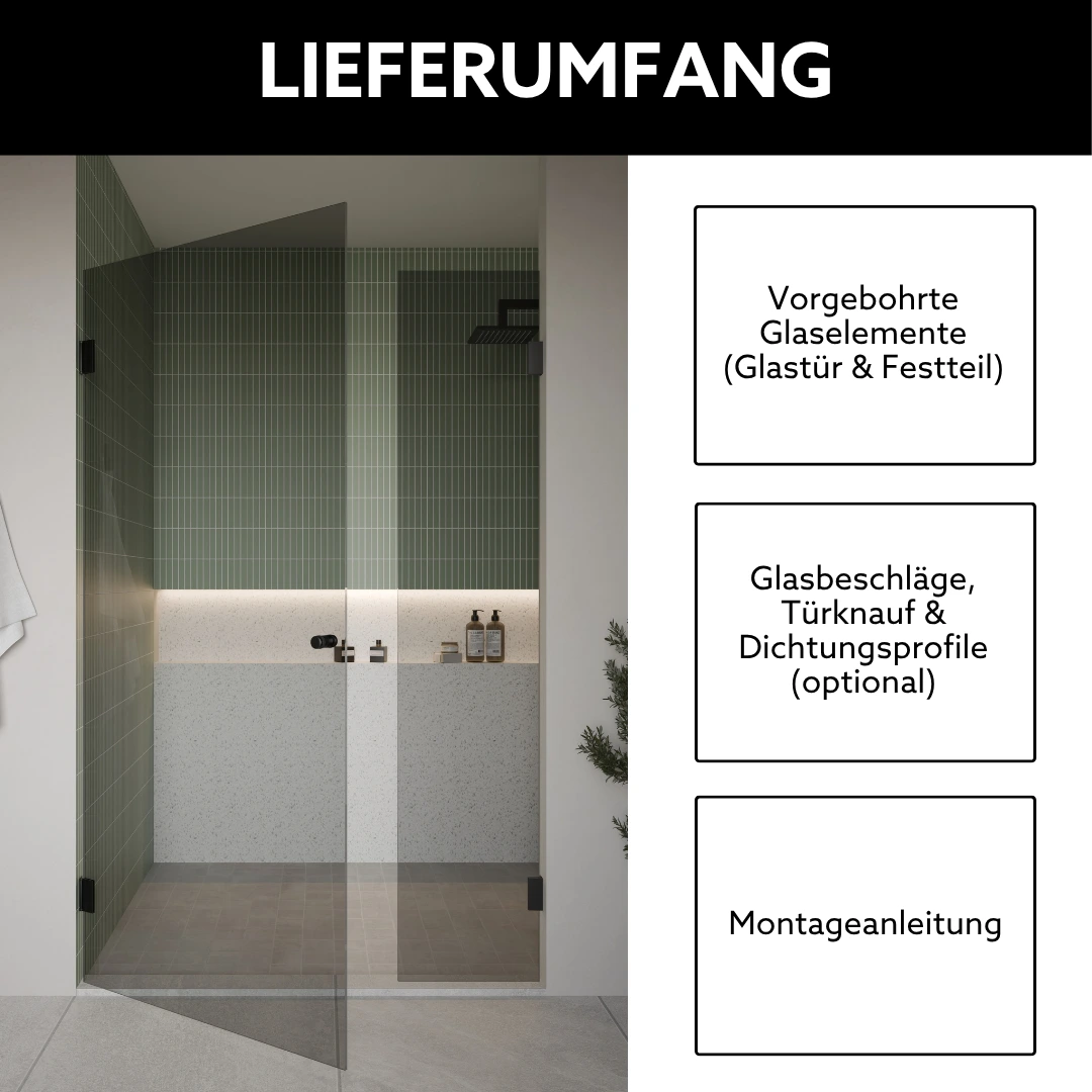 Lieferumfang Nischendusche mit Festteil