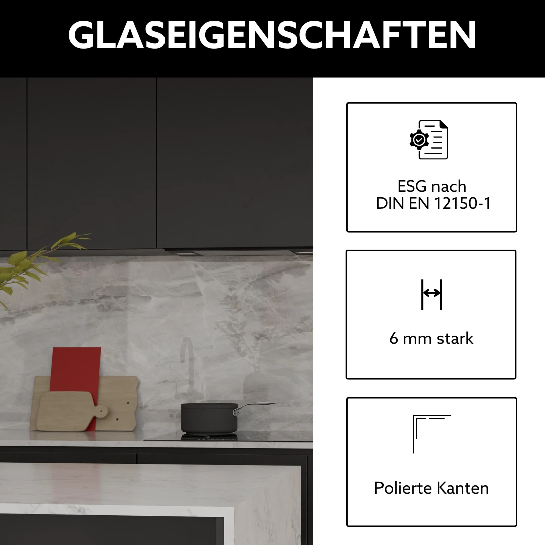 Glaseigenschaften Küchenrückwand aus Glas mit Motiv