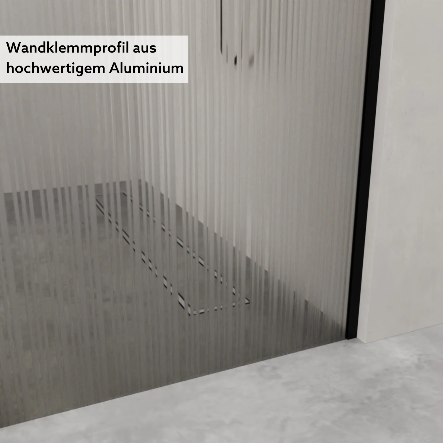 Wandklemmprofil schwarz matt Duschabtrennung mit Laserdekor