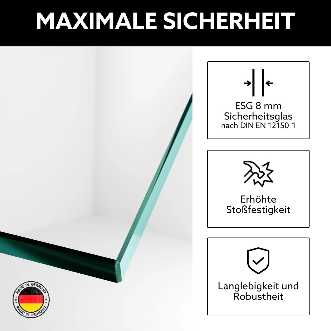 Glaseigenschaften Duschkabine in U-Form