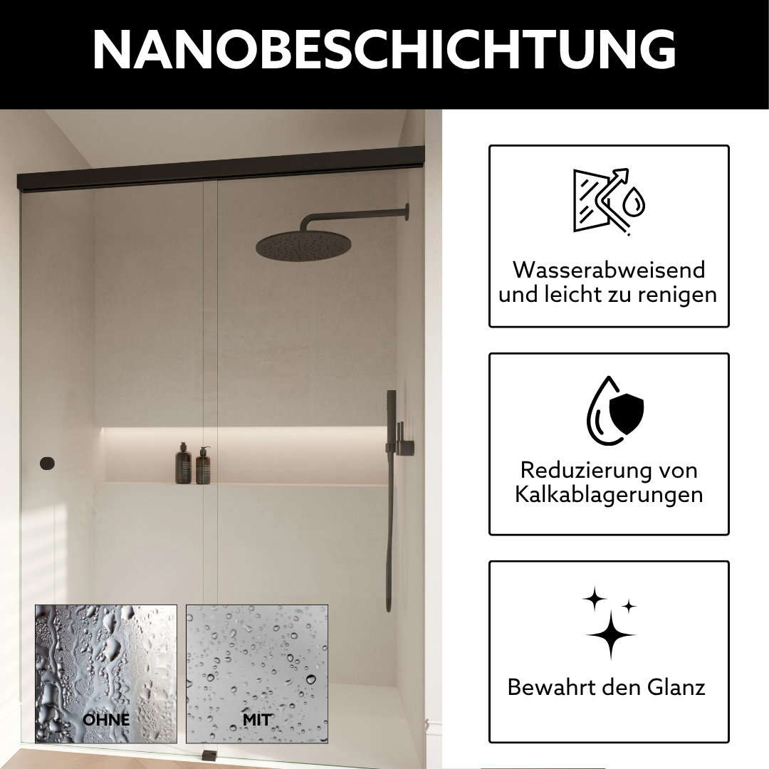Duschkabine mit Schiebetür und Nanobeschichtung für einfachere Reinigung
