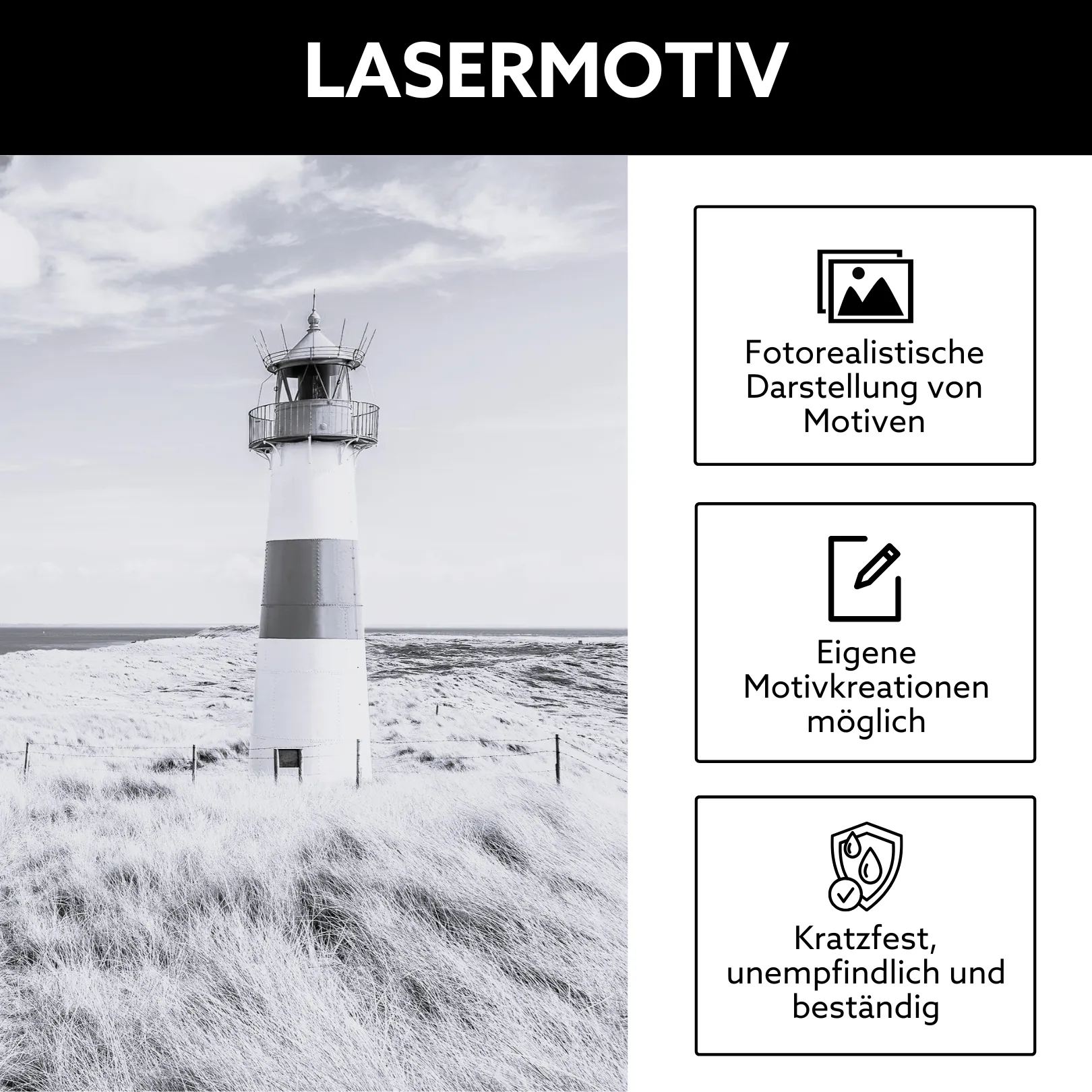 Lasermotiv Leuchtturm Detail