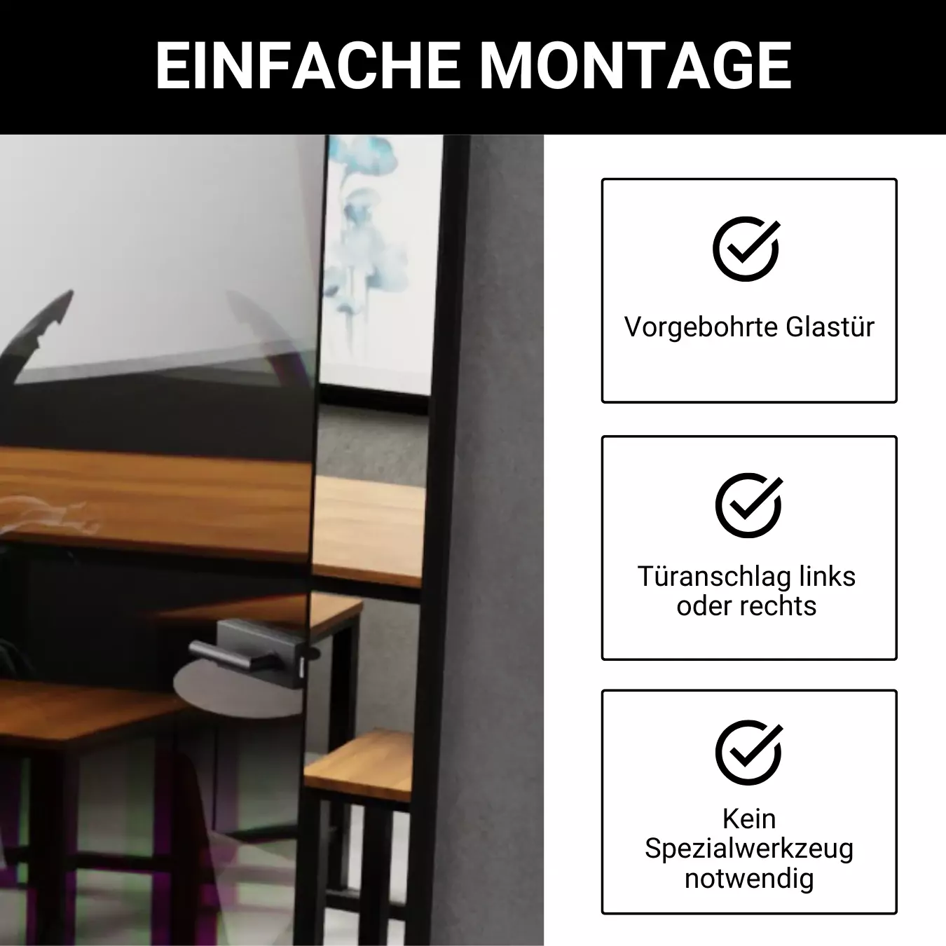 Merkmale der einfachen Montage einer klaren Glastür