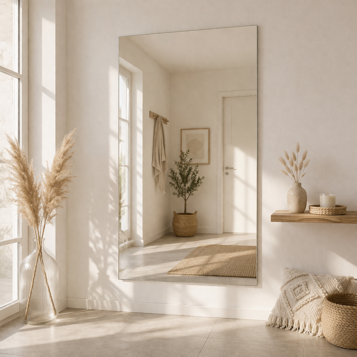 Eckiger Wandspiegel im Flur