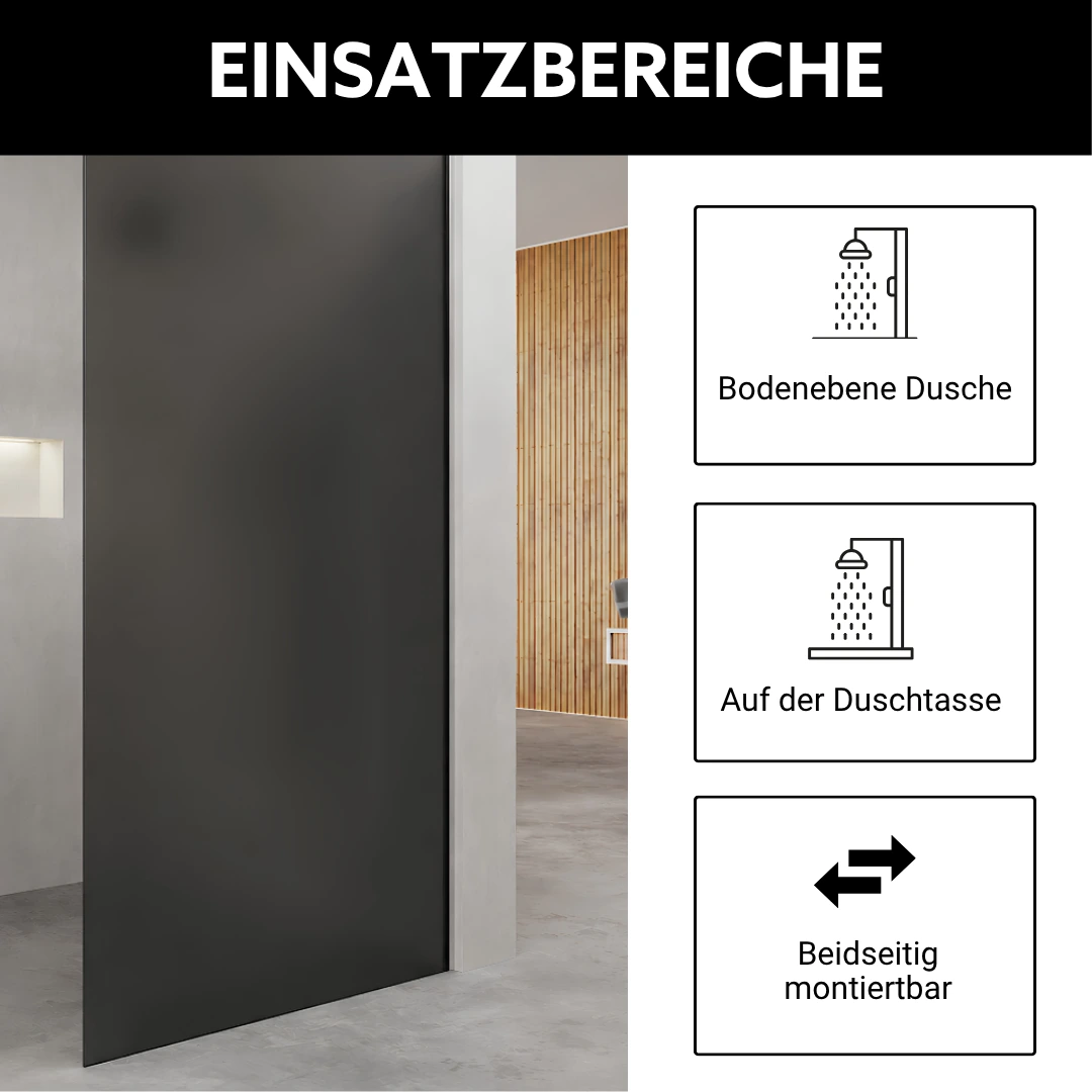 Einsatzmöglichkeiten  einer satinierten, getönten Duschglaswand