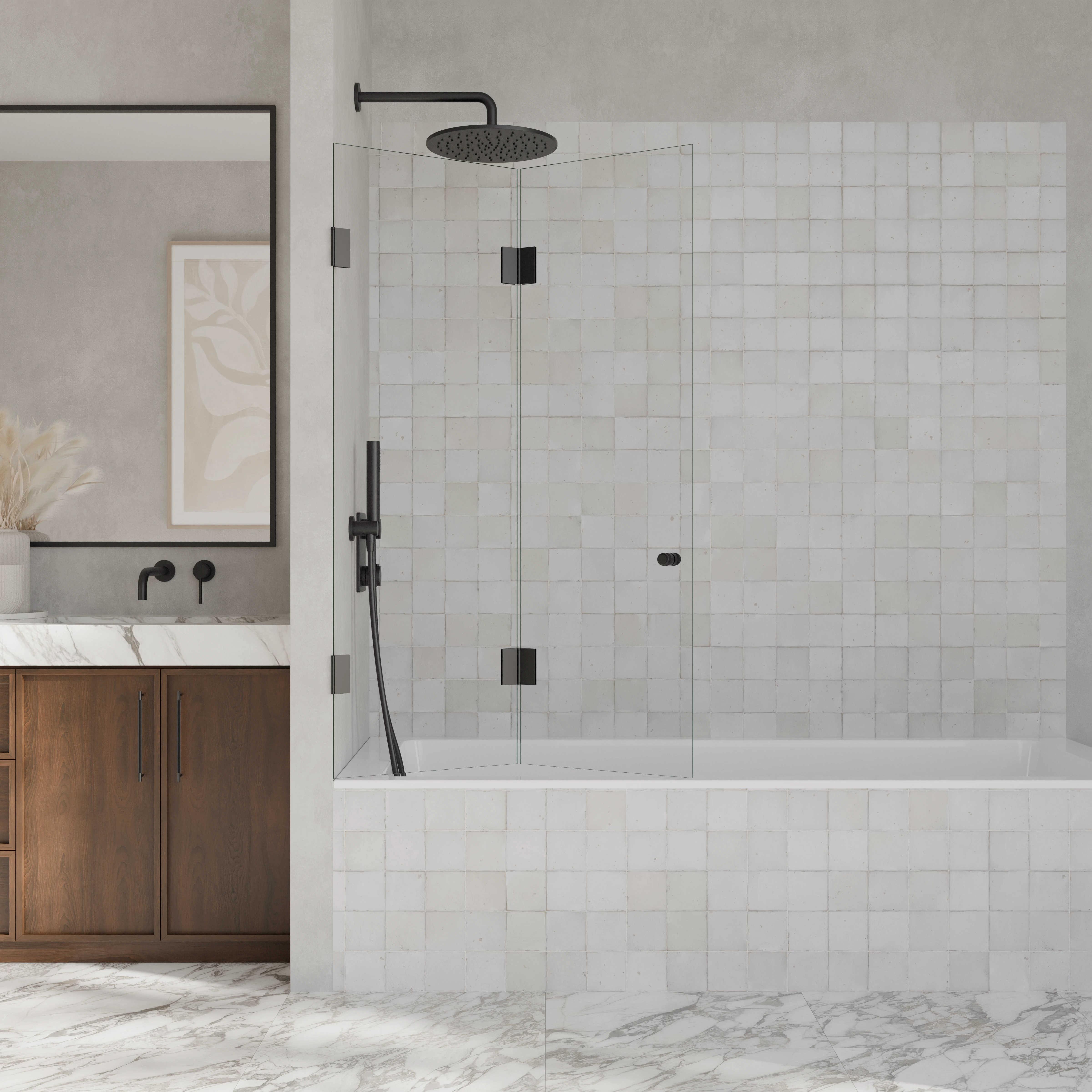 Faltbare Duschwand für Badewanne | nach Maß