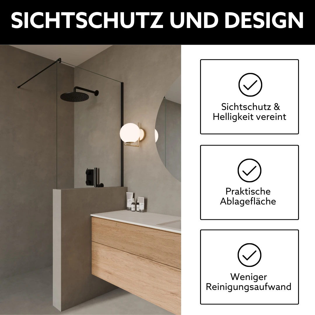 Sichtschutz und Design Dusche mit Mauer