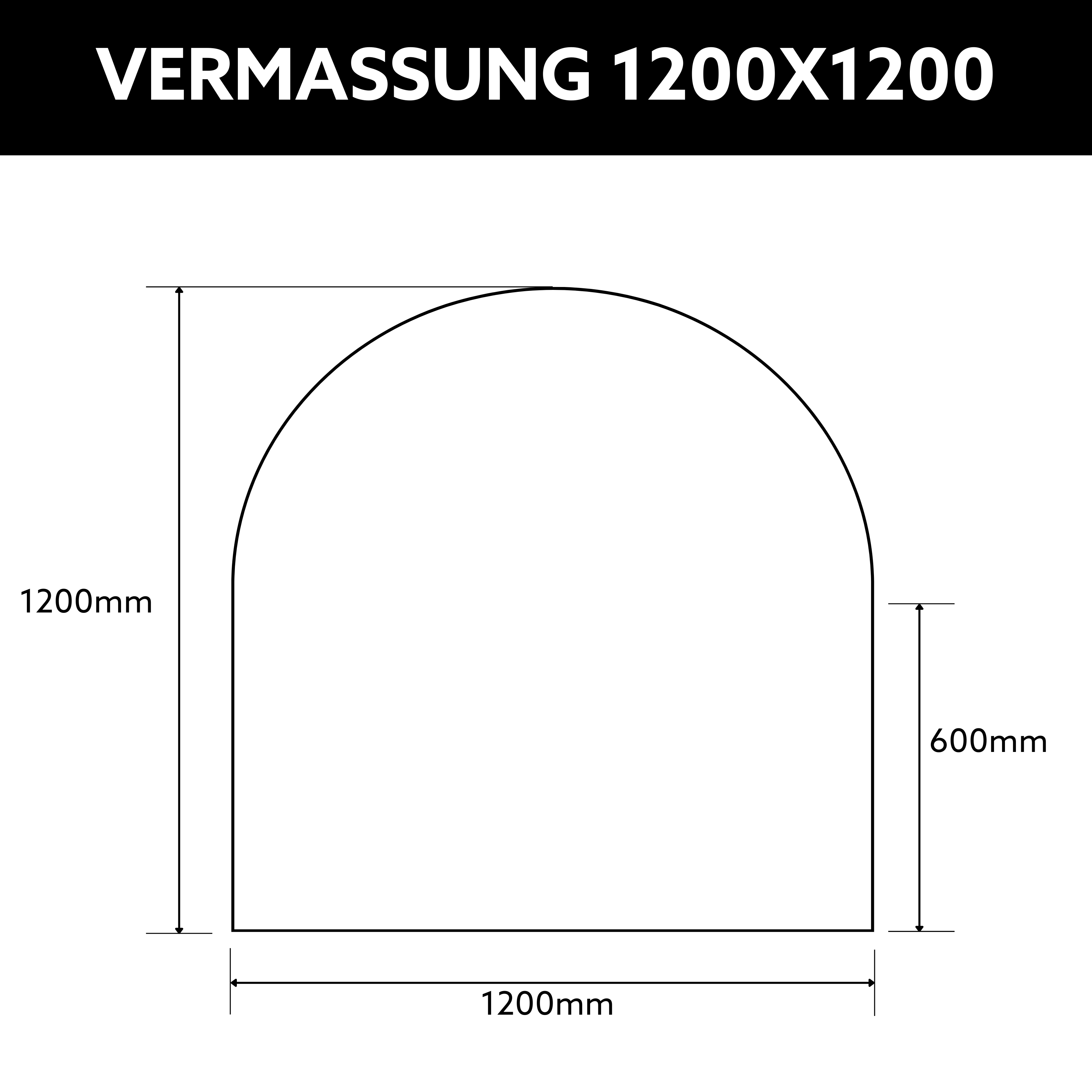 Vermassung Funkenschutzplatte Rundbogen