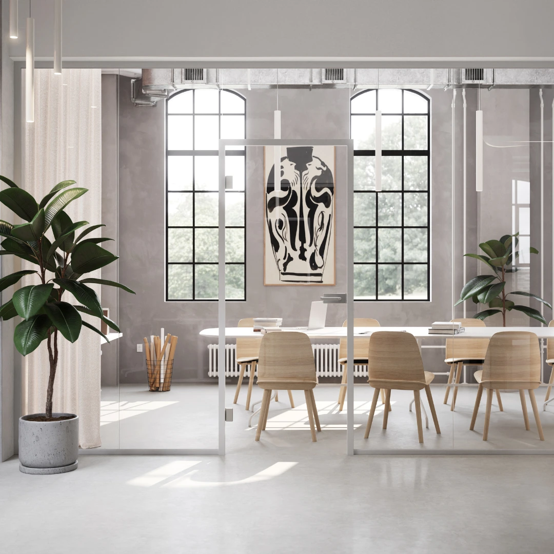 Besprechungsraum hinter Glastrennwand