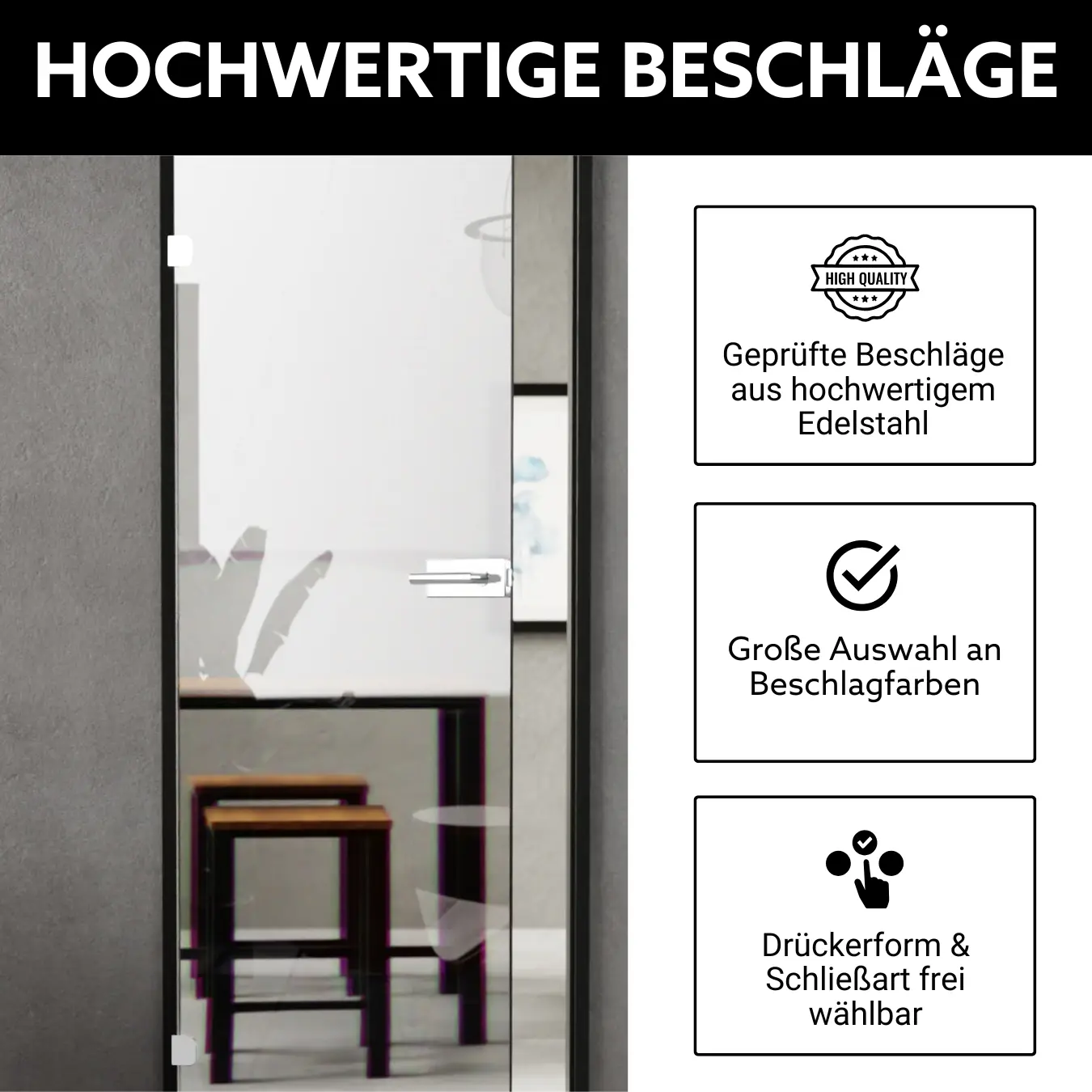 Übersicht Beschlagmerkmale Glastür