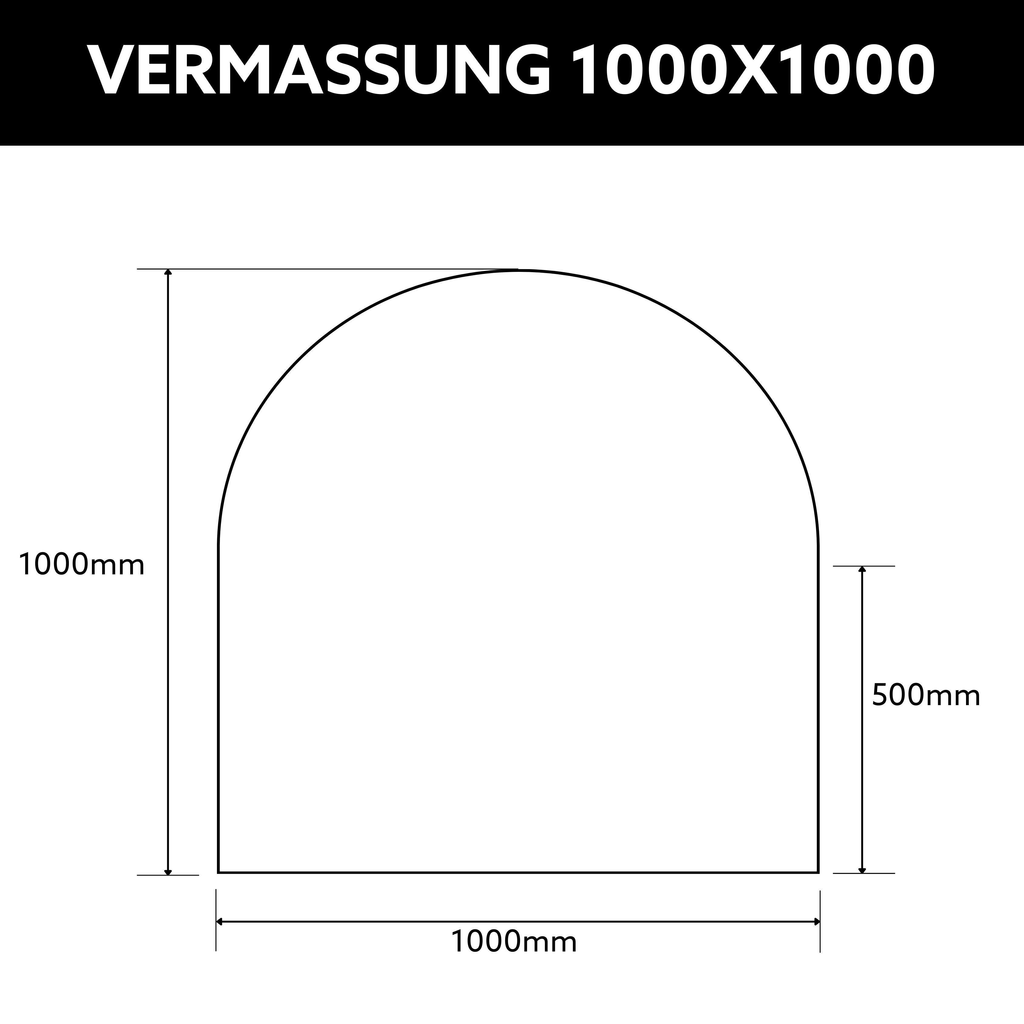 Vermassung Funkenschutzplatte Rundbogen