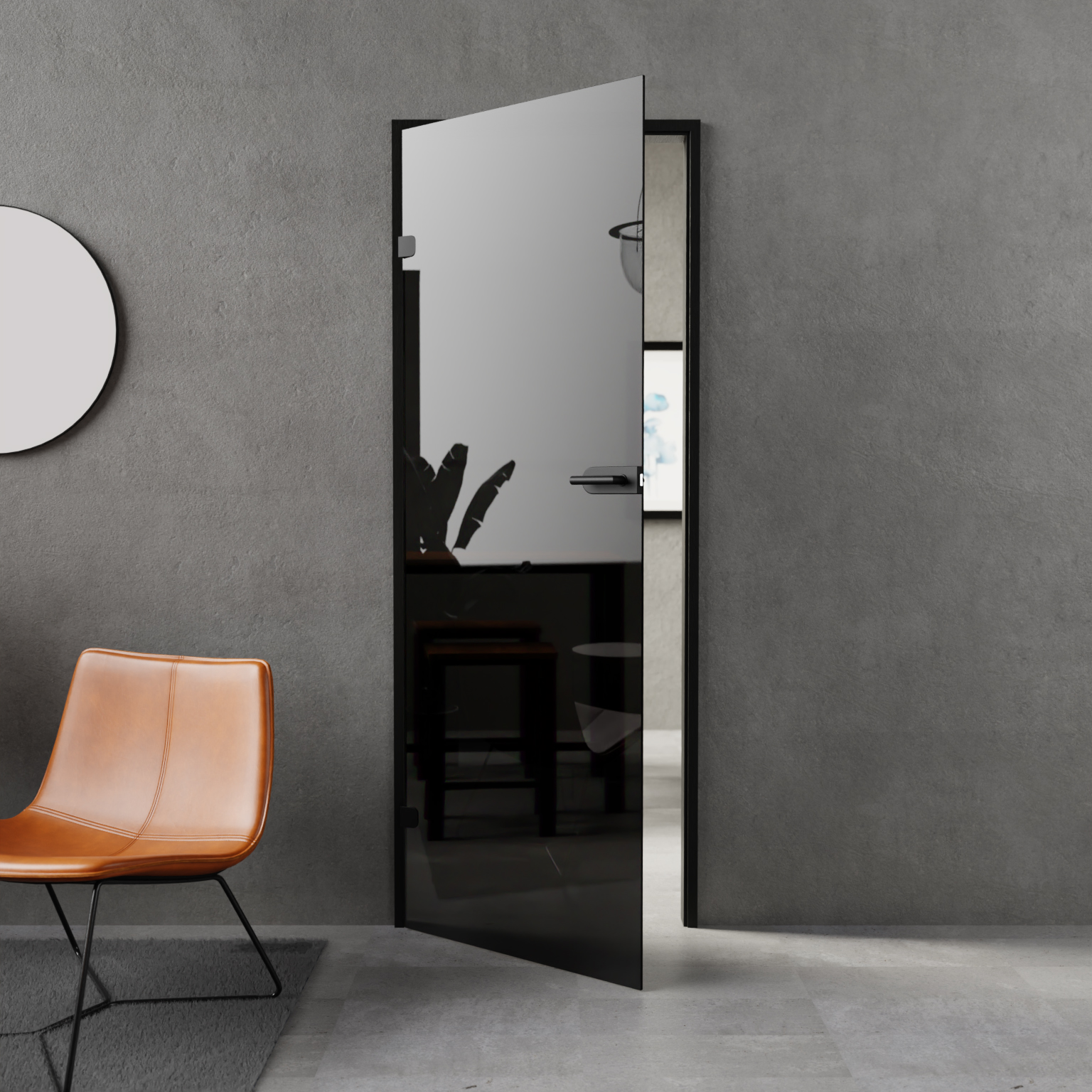 Ganzglastür Dark Grey