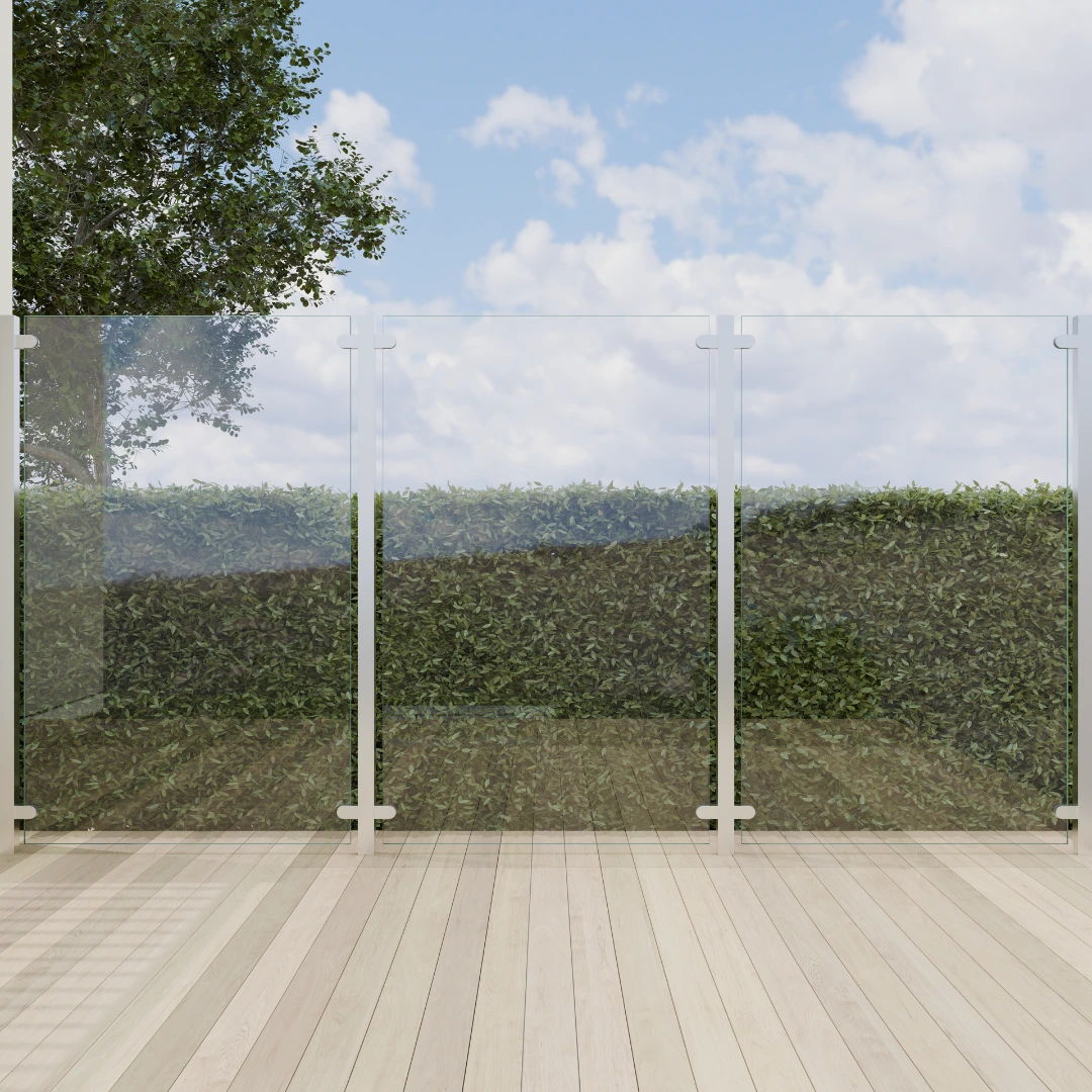 Windschutz aus klarem Glas