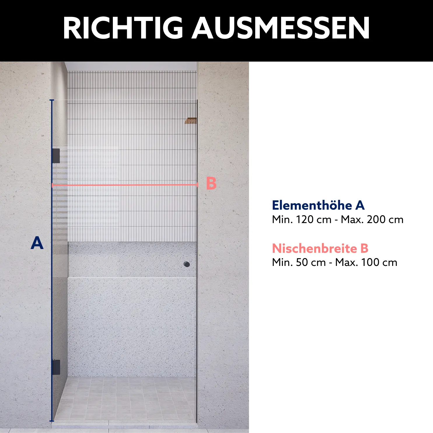 Duschtür nach Maß aus geriffeltem Glas