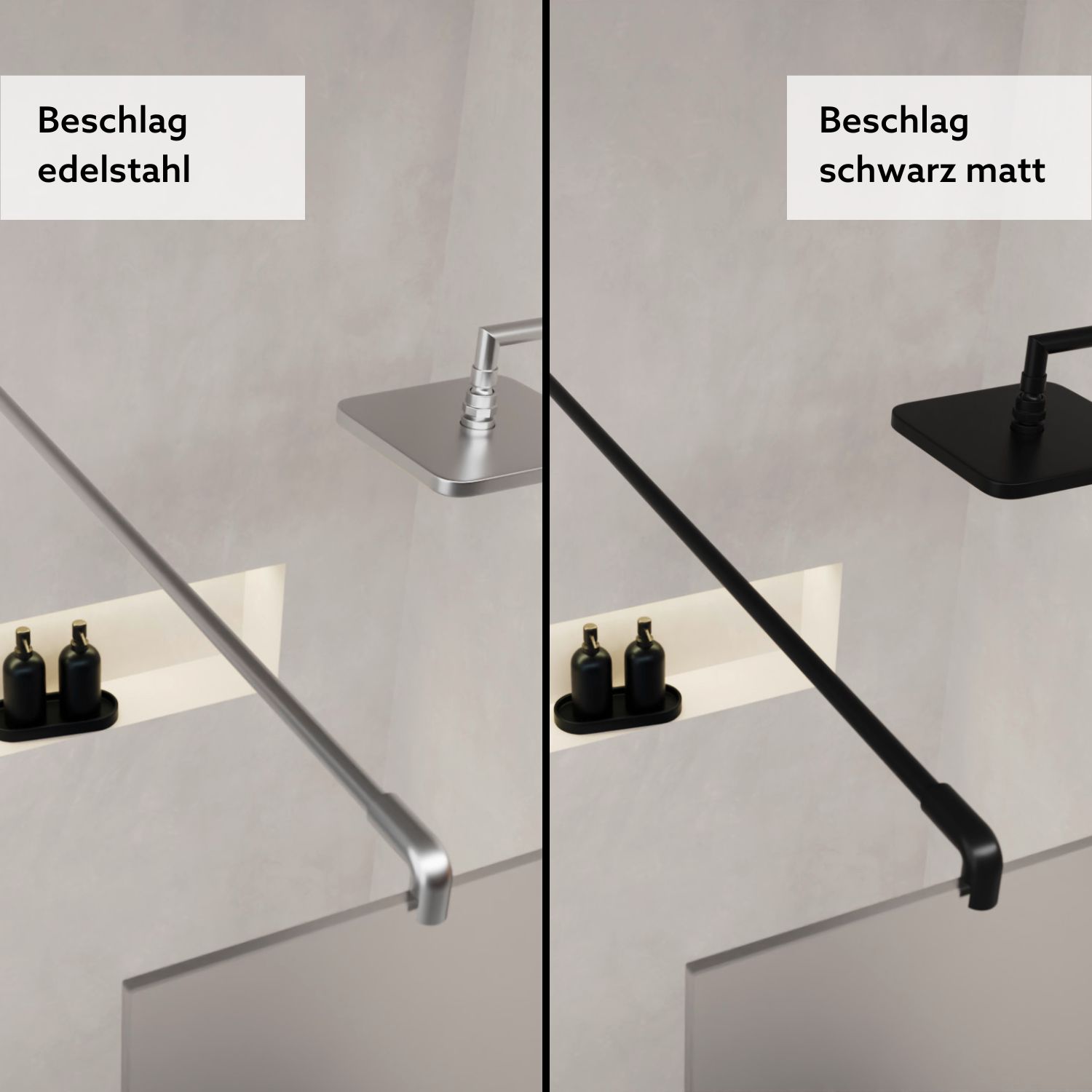 Vergleich von 2 Duschwand-Beschlagfarben