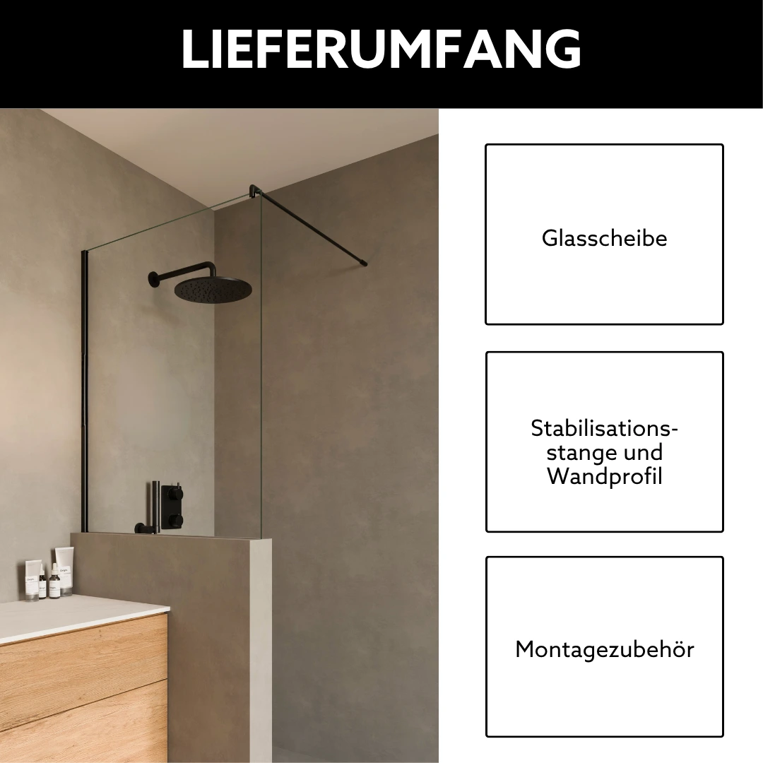 Lieferumfang Dusche mit Mauer