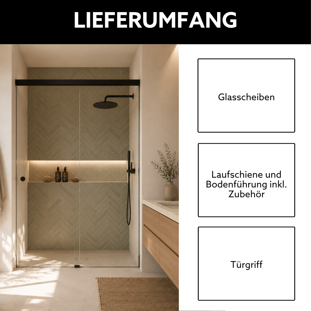 Lieferumfang der Duschkabine mit Schiebetür im Überblick
