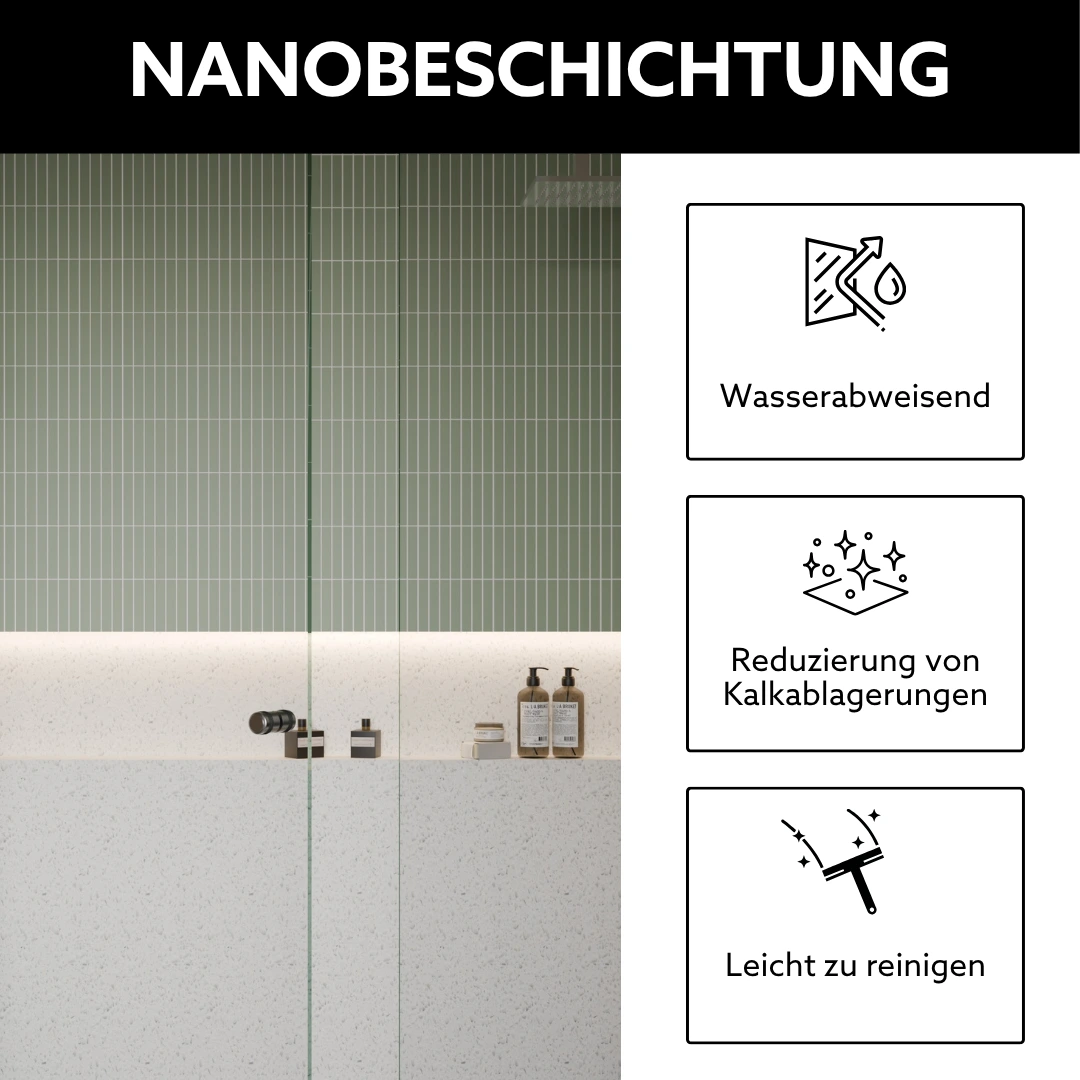 Nanobeschichtung Duschtür mit Festteil