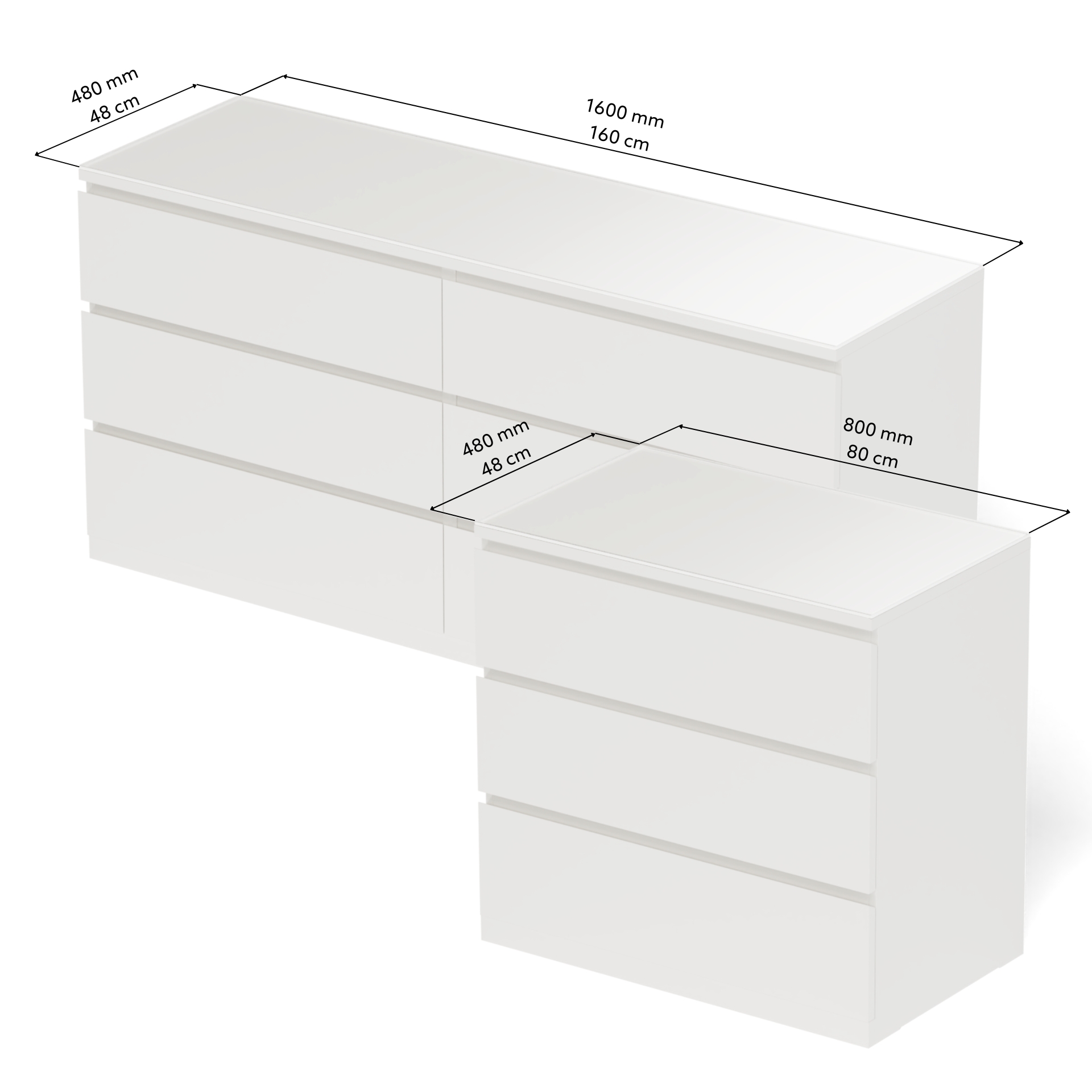 Glasplatte in Weißglas für z.B. IKEA Malm Kommode kaufen