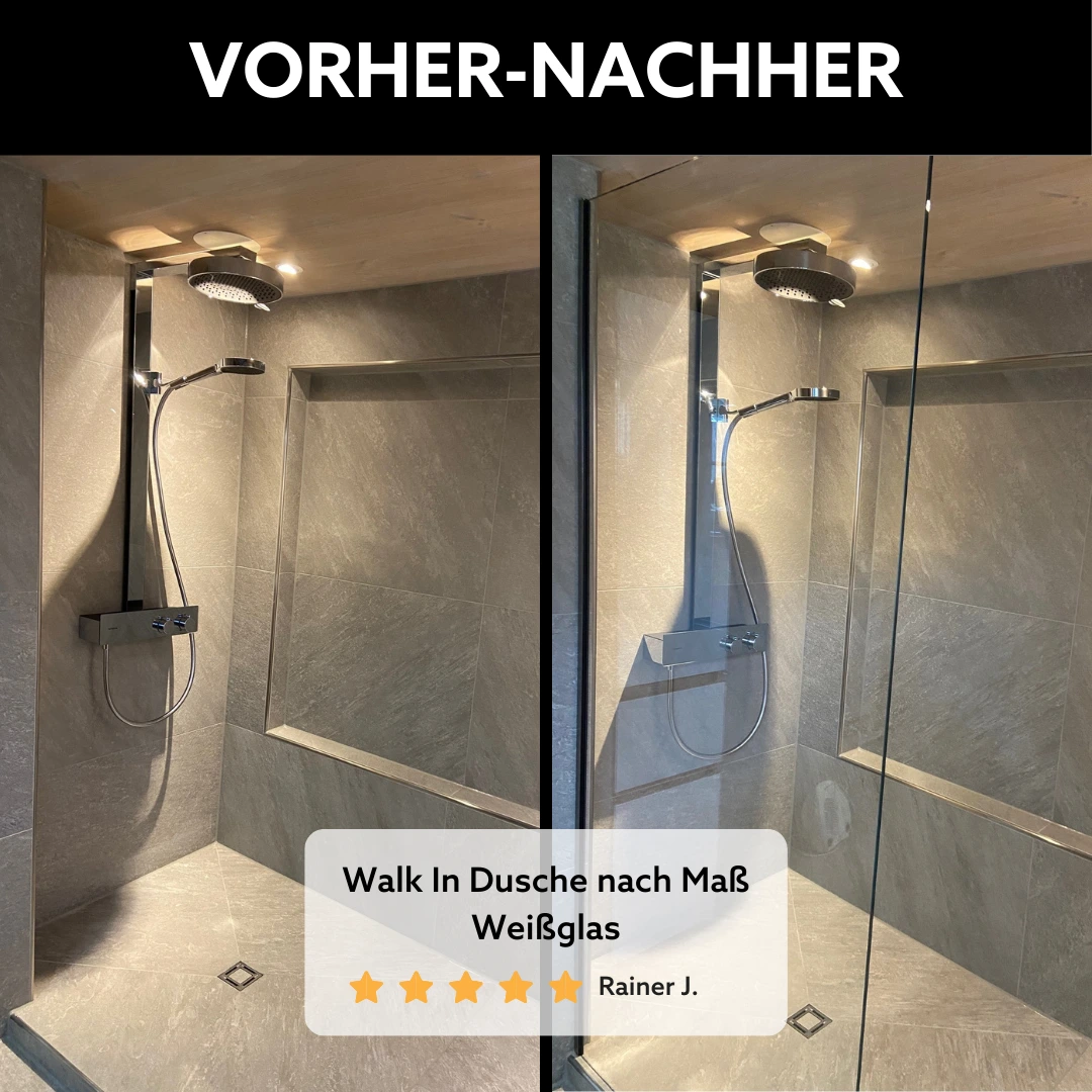 Glasabtrennung Dusche aus Weißglas