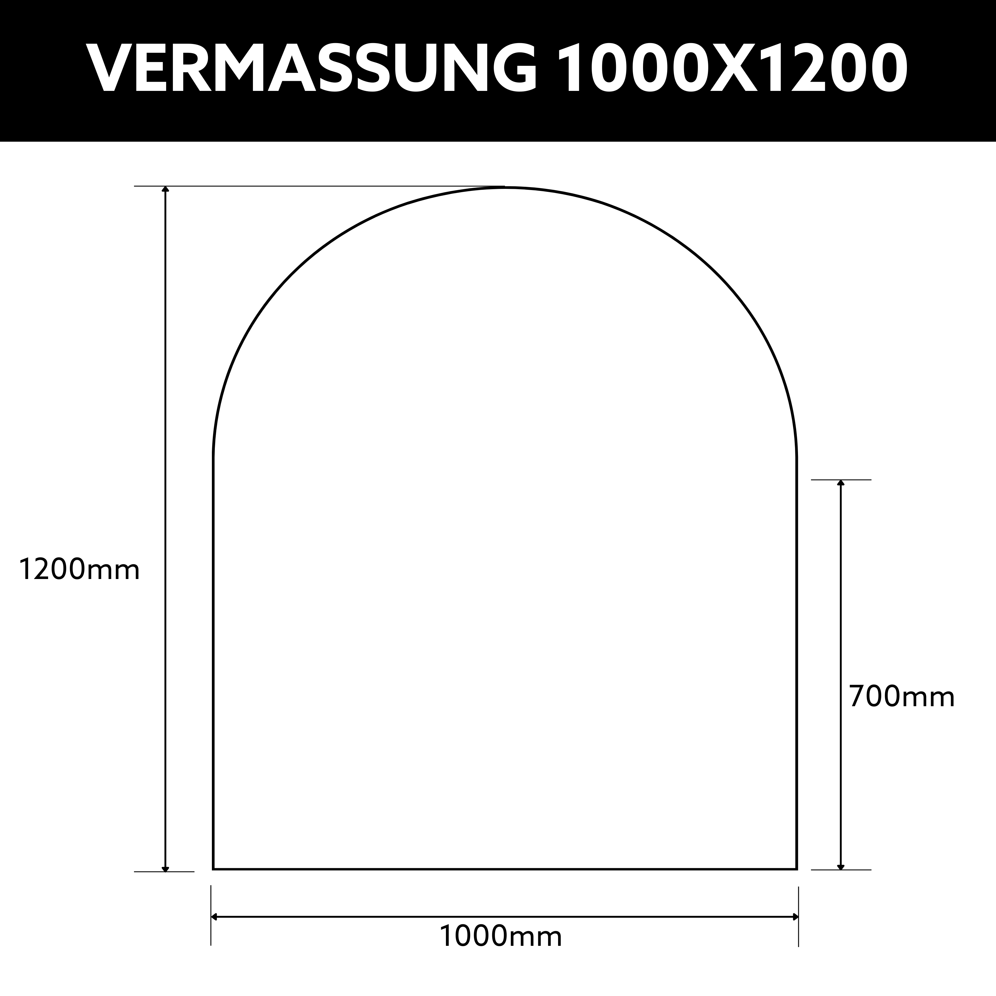 Vermassung Funkenschutzplatte Rundbogen
