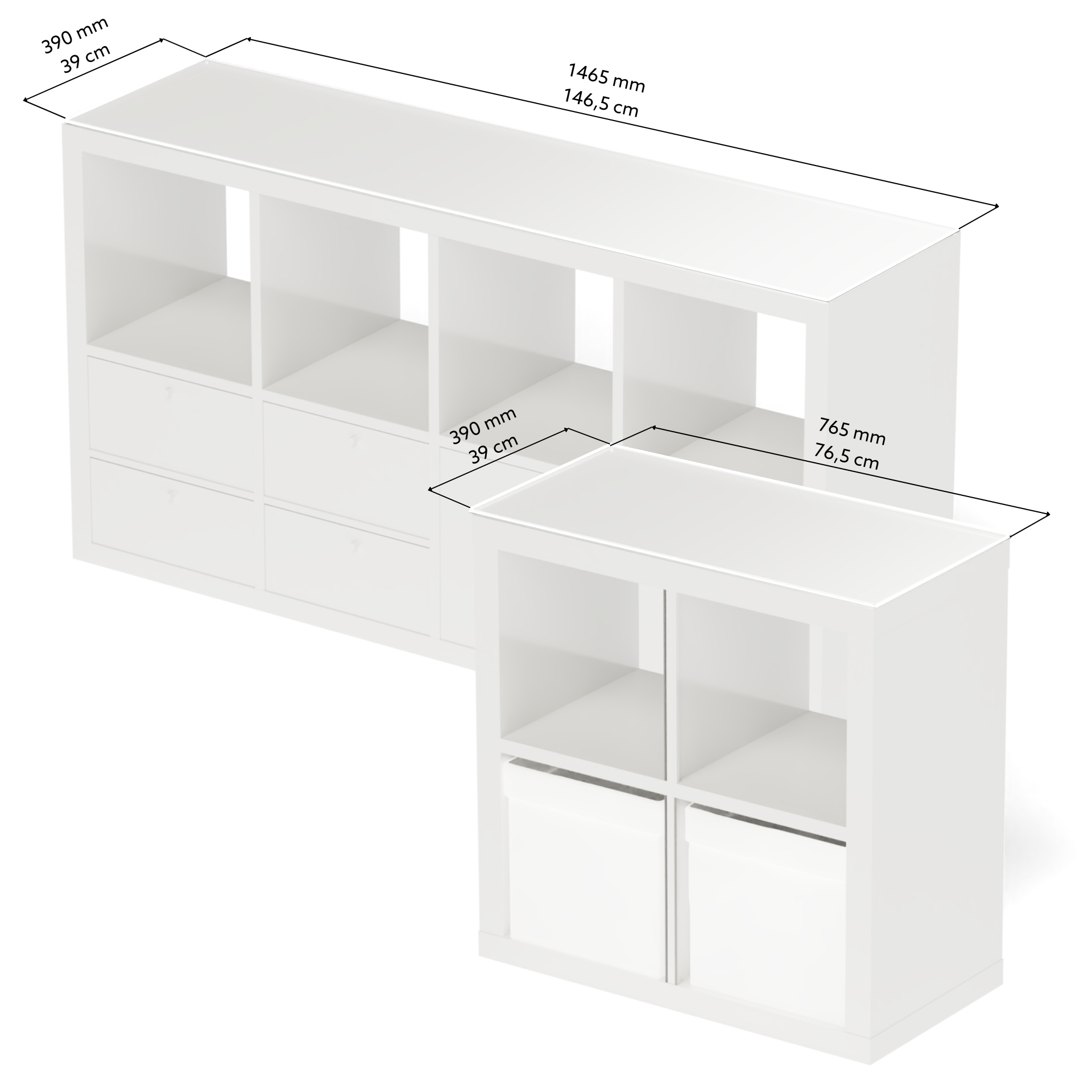 Abdeckplatten aus Glas für IKEA Kallax Regal mit Maßen