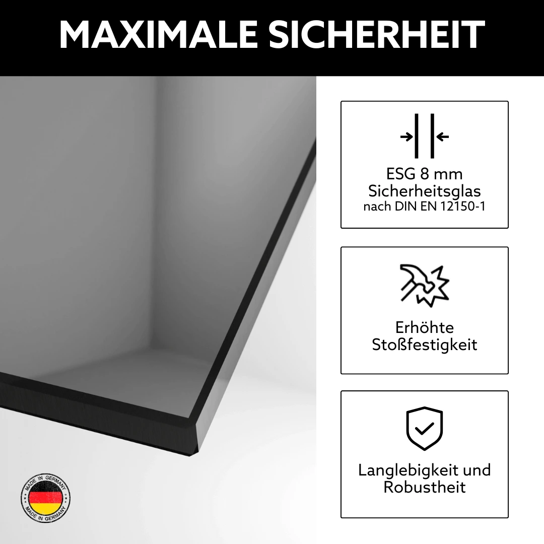 Glaseigenschaften Duschtür mit Festteil