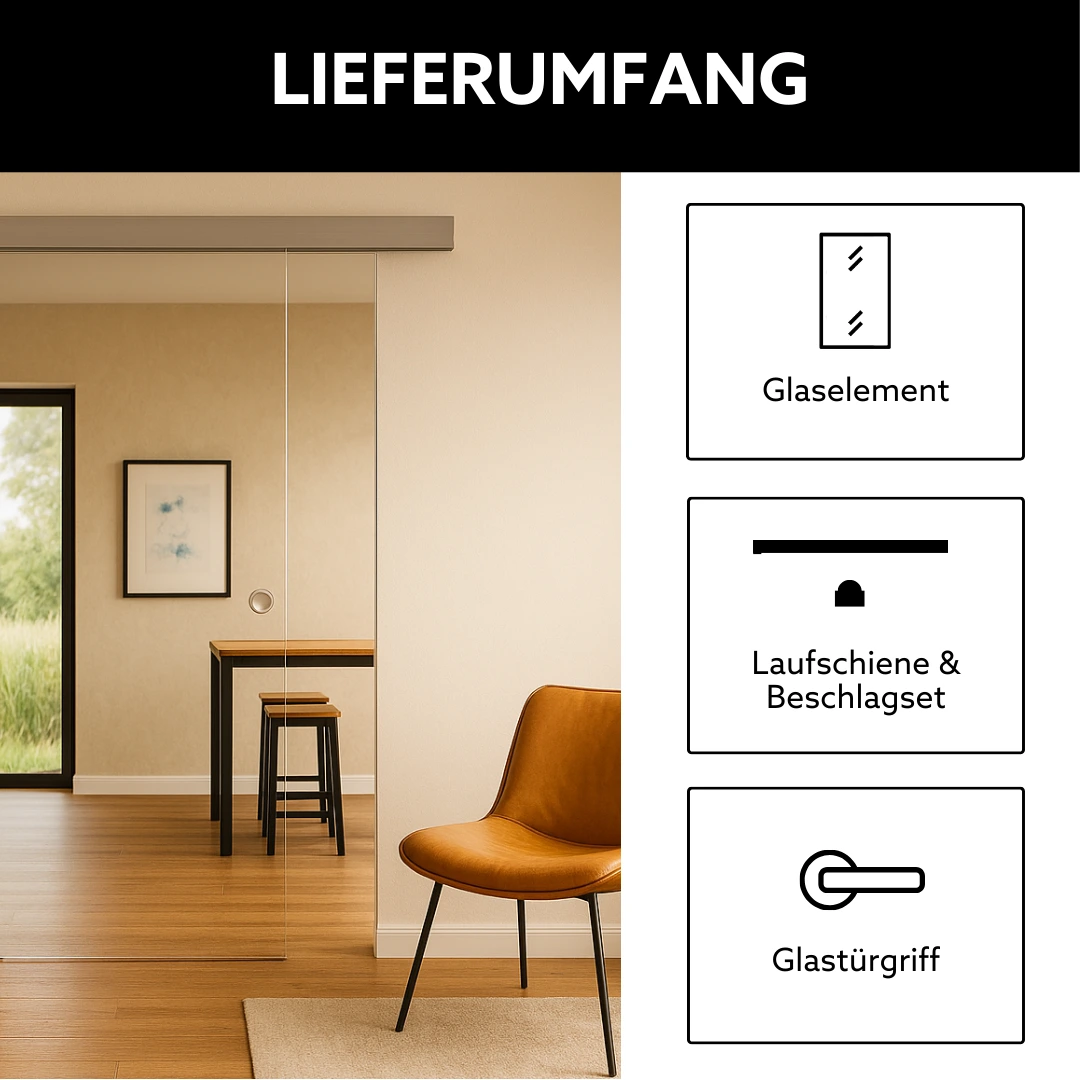 Glasschiebetür nach Maß Lieferumfang