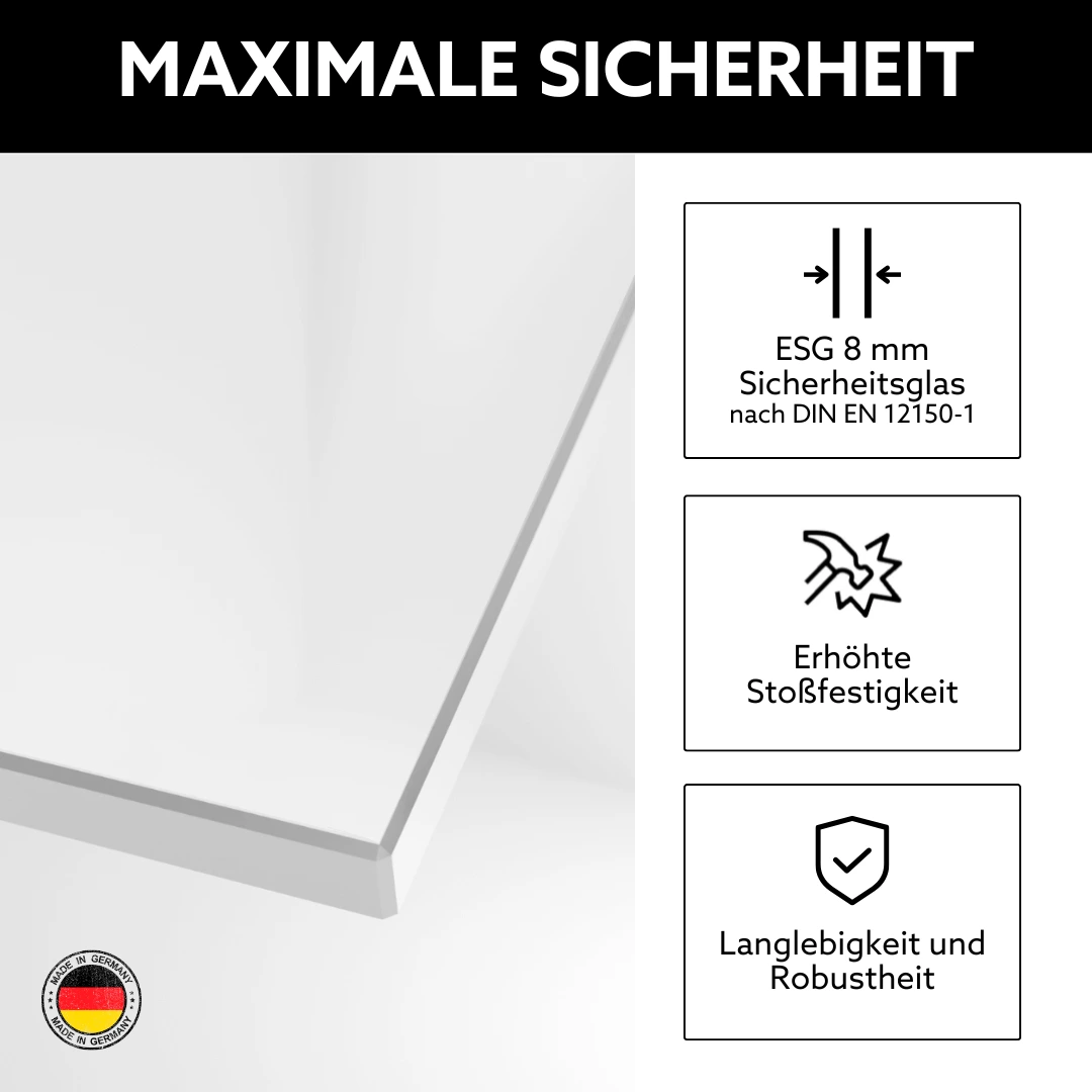 Glaseigenschaften Duschtür mit Festteil