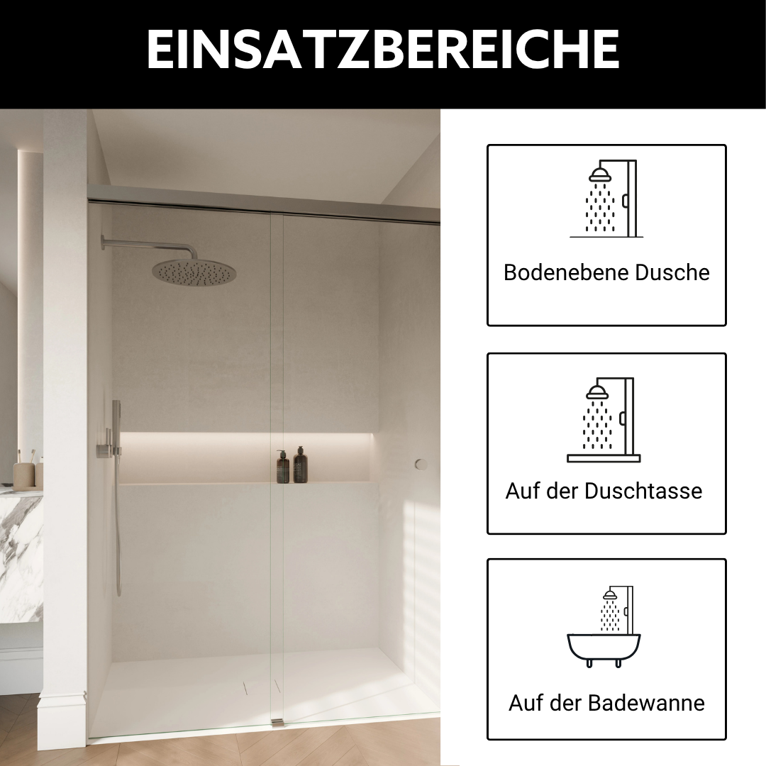 Mögliche Einbausituationen der Duschkabine mit Schiebetür