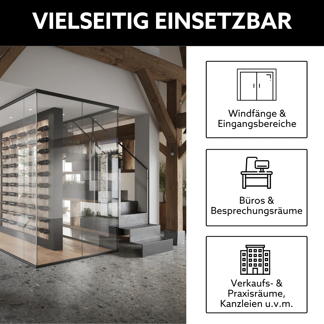 Weinlager mit Glastrennwand