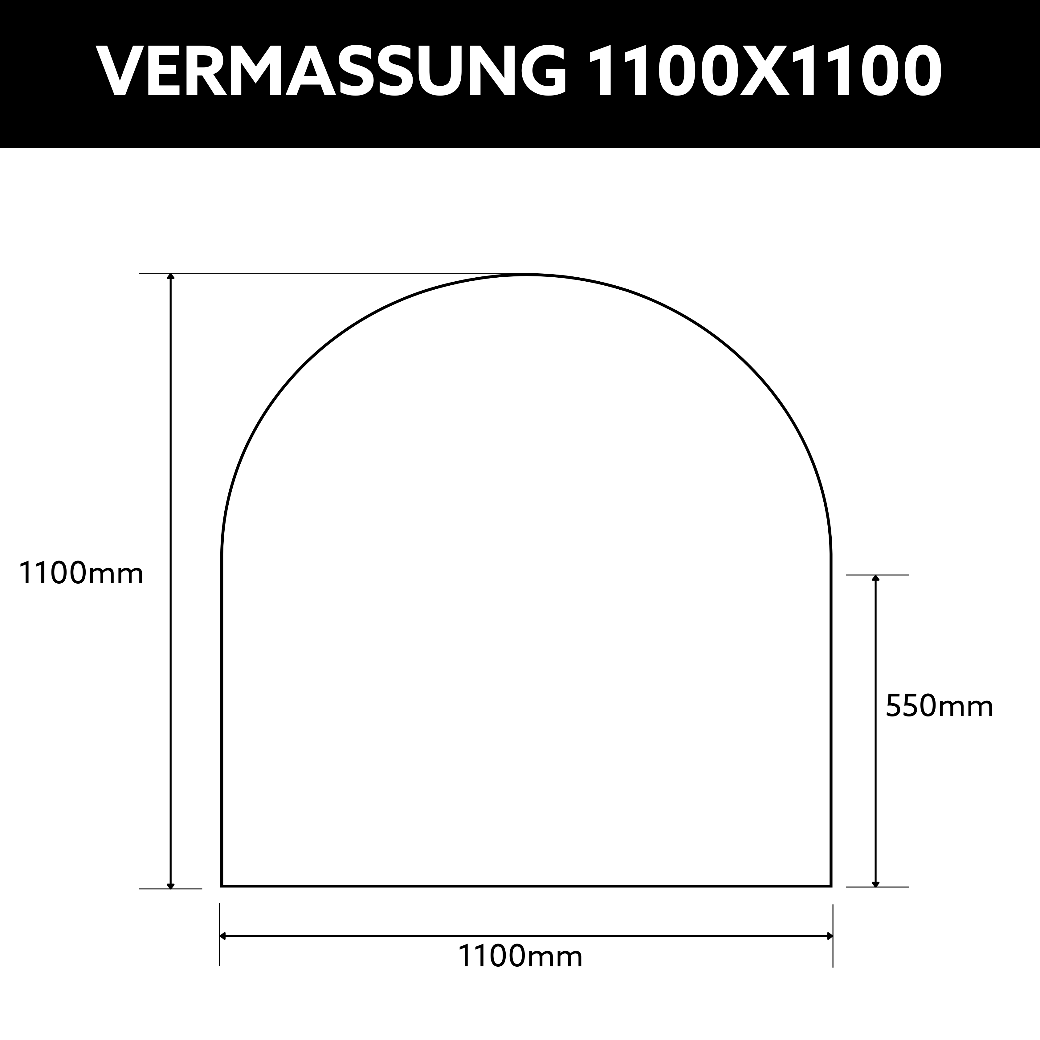 Vermassung Funkenschutzplatte Rundbogen